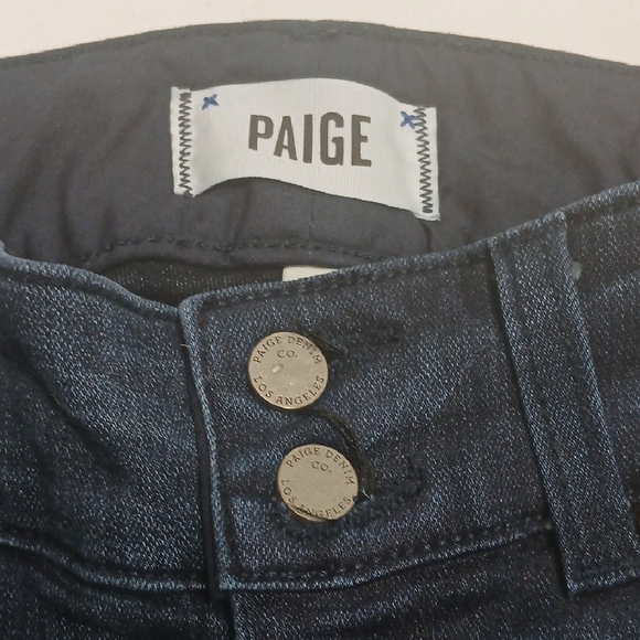 Womens Blue Denim Jeans By Paige, Sz 27, Straight Cut , Long Leg, Stretch - Picture 4 of 15